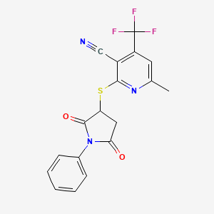 2-[(2,5-Dioxo-1-phenylpyrrolidin-3-yl)sulfanyl]-6-methyl-4-(trifluoromethyl)pyridine-3-carbonitrile