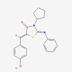 (2Z,5Z)-3-cyclopentyl-5-(4-hydroxybenzylidene)-2-(phenylimino)-1,3-thiazolidin-4-one