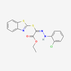 ethyl (2E)-(1,3-benzothiazol-2-ylsulfanyl)[2-(2-chlorophenyl)hydrazinylidene]ethanoate