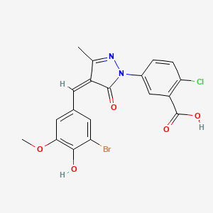 5-[(4Z)-4-(3-bromo-4-hydroxy-5-methoxybenzylidene)-3-methyl-5-oxo-4,5-dihydro-1H-pyrazol-1-yl]-2-chlorobenzoic acid