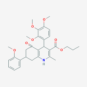 Propyl 7-(2-methoxyphenyl)-2-methyl-5-oxo-4-(2,3,4-trimethoxyphenyl)-1,4,5,6,7,8-hexahydroquinoline-3-carboxylate