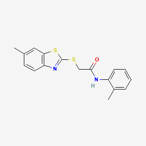 2-[(6-methyl-1,3-benzothiazol-2-yl)sulfanyl]-N-(2-methylphenyl)acetamide