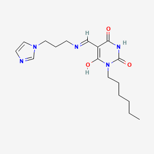 (5E)-1-hexyl-5-[(3-imidazol-1-ylpropylamino)methylidene]-1,3-diazinane-2,4,6-trione