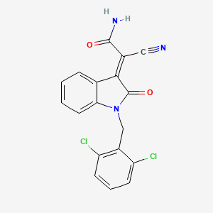 (2E)-2-cyano-2-[1-(2,6-dichlorobenzyl)-2-oxo-1,2-dihydro-3H-indol-3-ylidene]ethanamide