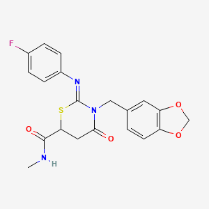 (2Z)-3-(1,3-benzodioxol-5-ylmethyl)-2-[(4-fluorophenyl)imino]-N-methyl-4-oxo-1,3-thiazinane-6-carboxamide