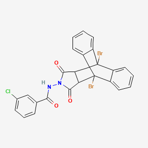 molecular formula C25H15Br2ClN2O3 B11093111 3-chloro-N-(1,8-dibromo-16,18-dioxo-17-azapentacyclo[6.6.5.0~2,7~.0~9,14~.0~15,19~]nonadeca-2,4,6,9,11,13-hexaen-17-yl)benzamide (non-preferred name) 