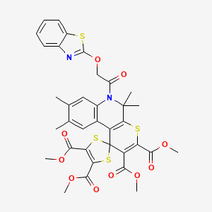 molecular formula C35H32N2O10S4 B11093116 Tetramethyl 6'-[(1,3-benzothiazol-2-yloxy)acetyl]-5',5',8',9'-tetramethyl-5',6'-dihydrospiro[1,3-dithiole-2,1'-thiopyrano[2,3-c]quinoline]-2',3',4,5-tetracarboxylate 