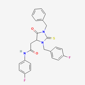 2-[1-benzyl-3-(4-fluorobenzyl)-5-oxo-2-thioxoimidazolidin-4-yl]-N-(4-fluorophenyl)acetamide