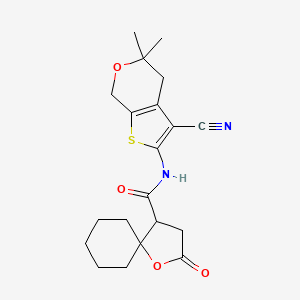 N-(3-cyano-5,5-dimethyl-4,7-dihydro-5H-thieno[2,3-c]pyran-2-yl)-2-oxo-1-oxaspiro[4.5]decane-4-carboxamide