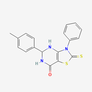 molecular formula C18H15N3OS2 B11093134 5-(4-methylphenyl)-3-phenyl-2-thioxo-2,3,5,6-tetrahydro[1,3]thiazolo[4,5-d]pyrimidin-7(4H)-one 