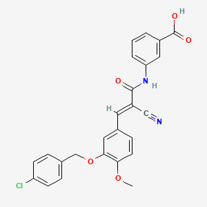 molecular formula C25H19ClN2O5 B11093162 3-{[(2E)-3-{3-[(4-chlorobenzyl)oxy]-4-methoxyphenyl}-2-cyanoprop-2-enoyl]amino}benzoic acid 