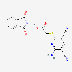 molecular formula C18H11N5O4S B11093175 (1,3-dioxo-1,3-dihydro-2H-isoindol-2-yl)methyl [(6-amino-3,5-dicyanopyridin-2-yl)sulfanyl]acetate 