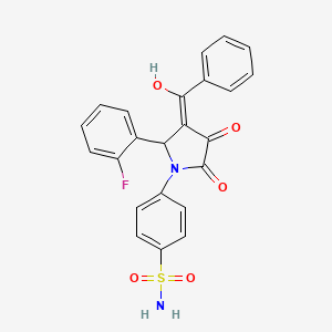 molecular formula C23H17FN2O5S B11093202 4-{(3E)-2-(2-fluorophenyl)-3-[hydroxy(phenyl)methylidene]-4,5-dioxopyrrolidin-1-yl}benzenesulfonamide 