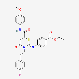 ethyl 4-({(2Z)-3-[2-(4-fluorophenyl)ethyl]-6-[(4-methoxyphenyl)carbamoyl]-4-oxo-1,3-thiazinan-2-ylidene}amino)benzoate