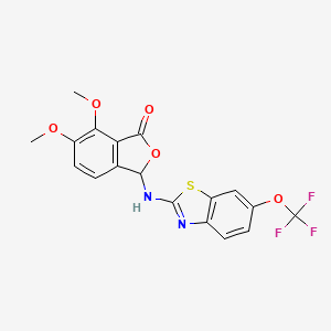 molecular formula C18H13F3N2O5S B11093213 6,7-dimethoxy-3-{[6-(trifluoromethoxy)-1,3-benzothiazol-2-yl]amino}-2-benzofuran-1(3H)-one 