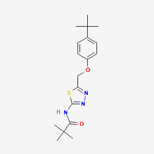 molecular formula C18H25N3O2S B11093254 N-{5-[(4-tert-butylphenoxy)methyl]-1,3,4-thiadiazol-2-yl}-2,2-dimethylpropanamide 