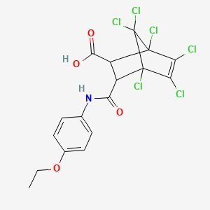 molecular formula C17H13Cl6NO4 B11093257 1,2,3,4,7,7-Hexachloro-6-[(4-ethoxyphenyl)carbamoyl]bicyclo[2.2.1]hept-2-ene-5-carboxylic acid 