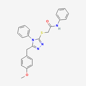 molecular formula C24H22N4O2S B11093273 2-{[5-(4-methoxybenzyl)-4-phenyl-4H-1,2,4-triazol-3-yl]sulfanyl}-N-phenylacetamide 