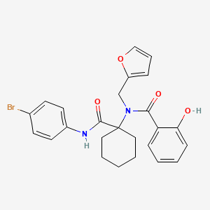 molecular formula C25H25BrN2O4 B11093286 N-{1-[(4-bromophenyl)carbamoyl]cyclohexyl}-N-(furan-2-ylmethyl)-2-hydroxybenzamide 