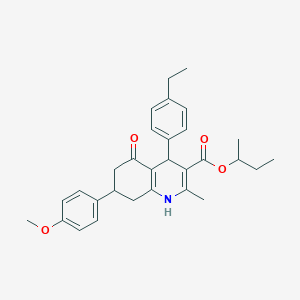 molecular formula C30H35NO4 B11093289 Butan-2-yl 4-(4-ethylphenyl)-7-(4-methoxyphenyl)-2-methyl-5-oxo-1,4,5,6,7,8-hexahydroquinoline-3-carboxylate 