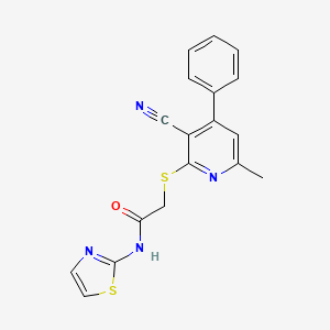 2-[(3-cyano-6-methyl-4-phenylpyridin-2-yl)sulfanyl]-N-(1,3-thiazol-2-yl)acetamide