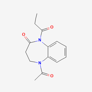 molecular formula C14H16N2O3 B11093322 4,5-Dihydro-5-acetyl-1-propionyl-1H-1,5-benzodiazepin-2(3H)-one 