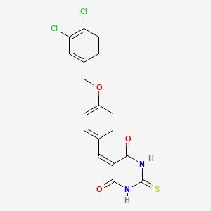 molecular formula C18H12Cl2N2O3S B11093382 5-{4-[(3,4-dichlorobenzyl)oxy]benzylidene}-2-thioxodihydropyrimidine-4,6(1H,5H)-dione 