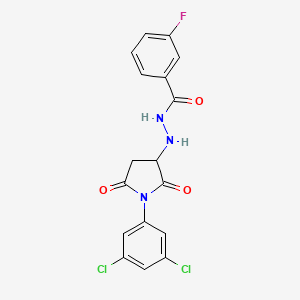 N'-[1-(3,5-dichlorophenyl)-2,5-dioxopyrrolidin-3-yl]-3-fluorobenzohydrazide