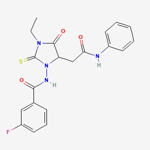 N-{3-ethyl-4-oxo-5-[2-oxo-2-(phenylamino)ethyl]-2-thioxoimidazolidin-1-yl}-3-fluorobenzamide