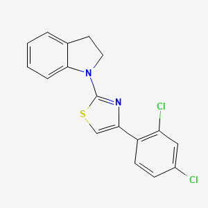 molecular formula C17H12Cl2N2S B11093454 Thiazole, 4-(2,4-dichlorophenyl)-2-(2,3-dihydro-1-indolyl)- 