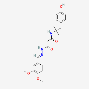 molecular formula C22H27N3O5 B11093498 3-[(2E)-2-(3,4-dimethoxybenzylidene)hydrazinyl]-N-[1-(4-hydroxyphenyl)-2-methylpropan-2-yl]-3-oxopropanamide 