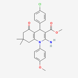 Methyl 2-amino-4-(4-chlorophenyl)-1-(4-methoxyphenyl)-7,7-dimethyl-5-oxo-1,4,5,6,7,8-hexahydroquinoline-3-carboxylate