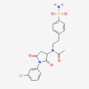 molecular formula C20H20ClN3O5S B11093574 N-[1-(3-chlorophenyl)-2,5-dioxopyrrolidin-3-yl]-N-[2-(4-sulfamoylphenyl)ethyl]acetamide 