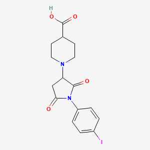 molecular formula C16H17IN2O4 B11093580 1-[1-(4-Iodophenyl)-2,5-dioxopyrrolidin-3-yl]piperidine-4-carboxylic acid 