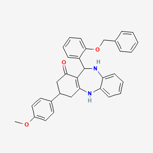 molecular formula C33H30N2O3 B11093610 11-[2-(benzyloxy)phenyl]-3-(4-methoxyphenyl)-2,3,4,5,10,11-hexahydro-1H-dibenzo[b,e][1,4]diazepin-1-one 