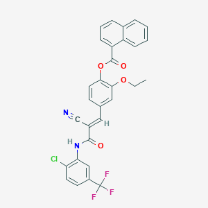 4-[(1E)-3-{[2-chloro-5-(trifluoromethyl)phenyl]amino}-2-cyano-3-oxoprop-1-en-1-yl]-2-ethoxyphenyl naphthalene-1-carboxylate