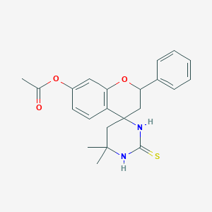 6',6'-dimethyl-2-phenyl-2'-thioxo-2,2',3,3',5',6'-hexahydro-1'H-spiro[chromene-4,4'-pyrimidin]-7-yl acetate