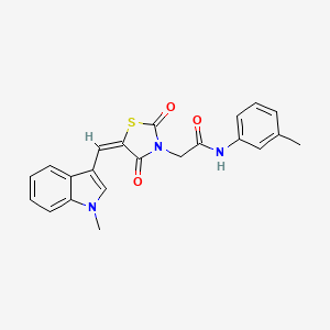 molecular formula C22H19N3O3S B11093709 2-{(5E)-5-[(1-methyl-1H-indol-3-yl)methylidene]-2,4-dioxo-1,3-thiazolidin-3-yl}-N-(3-methylphenyl)acetamide 