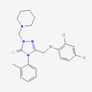 molecular formula C22H24Cl2N4OS B11093753 5-[(2,4-dichlorophenoxy)methyl]-4-(2-methylphenyl)-2-(piperidin-1-ylmethyl)-2,4-dihydro-3H-1,2,4-triazole-3-thione 