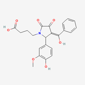 molecular formula C22H21NO7 B11093778 4-[3-hydroxy-5-(4-hydroxy-3-methoxyphenyl)-2-oxo-4-(phenylcarbonyl)-2,5-dihydro-1H-pyrrol-1-yl]butanoic acid 