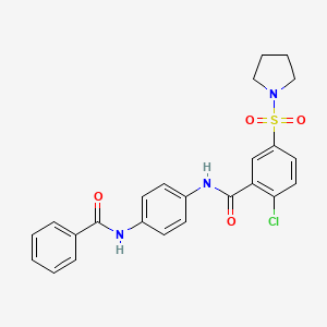 2-chloro-N-{4-[(phenylcarbonyl)amino]phenyl}-5-(pyrrolidin-1-ylsulfonyl)benzamide