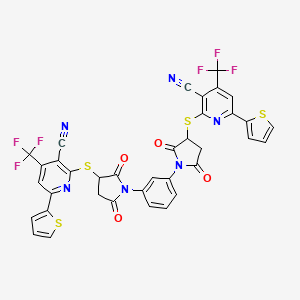 2,2'-{Benzene-1,3-diylbis[(2,5-dioxopyrrolidine-1,3-diyl)sulfanediyl]}bis[6-(thiophen-2-yl)-4-(trifluoromethyl)pyridine-3-carbonitrile]