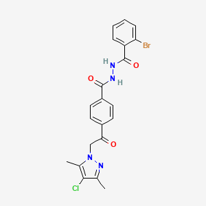 2-bromo-N'-({4-[(4-chloro-3,5-dimethyl-1H-pyrazol-1-yl)acetyl]phenyl}carbonyl)benzohydrazide