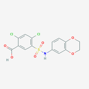 2,4-Dichloro-5-(2,3-dihydro-1,4-benzodioxin-6-ylsulfamoyl)benzoic acid