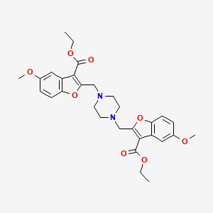 Diethyl 2,2'-(piperazine-1,4-diyldimethanediyl)bis(5-methoxy-1-benzofuran-3-carboxylate)