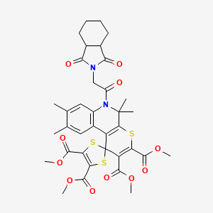 molecular formula C36H38N2O11S3 B11093917 tetramethyl 6'-[(1,3-dioxooctahydro-2H-isoindol-2-yl)acetyl]-5',5',8',9'-tetramethyl-5',6'-dihydrospiro[1,3-dithiole-2,1'-thiopyrano[2,3-c]quinoline]-2',3',4,5-tetracarboxylate 