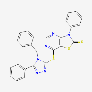 7-[(4-benzyl-5-phenyl-4H-1,2,4-triazol-3-yl)sulfanyl]-3-phenyl[1,3]thiazolo[4,5-d]pyrimidine-2(3H)-thione