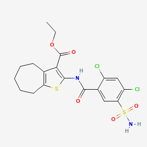 ethyl 2-{[(2,4-dichloro-5-sulfamoylphenyl)carbonyl]amino}-5,6,7,8-tetrahydro-4H-cyclohepta[b]thiophene-3-carboxylate