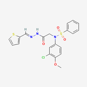 N~1~-(3-Chloro-4-methoxyphenyl)-N~1~-{2-oxo-2-[2-(2-thienylmethylene)hydrazino]ethyl}-1-benzenesulfonamide