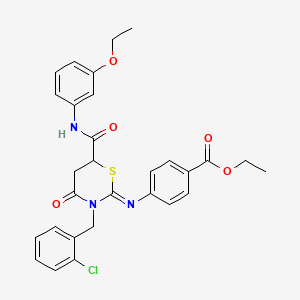 molecular formula C29H28ClN3O5S B11093968 ethyl 4-({(2Z)-3-(2-chlorobenzyl)-6-[(3-ethoxyphenyl)carbamoyl]-4-oxo-1,3-thiazinan-2-ylidene}amino)benzoate 